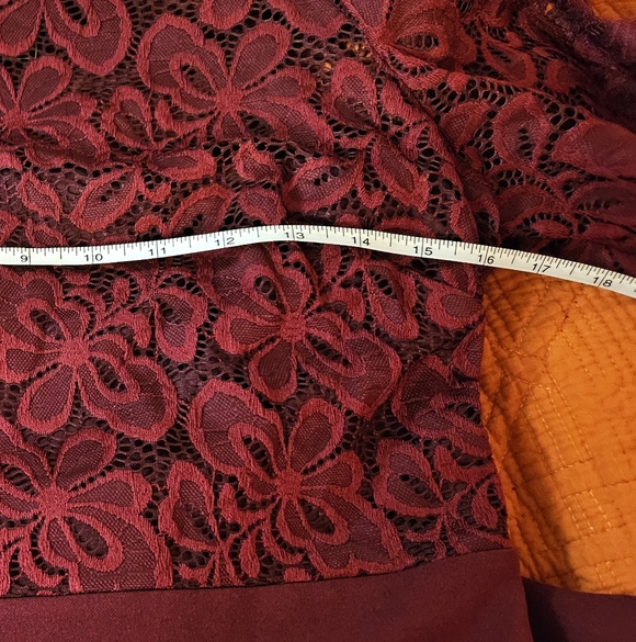 Brand New MissMay Floral Lace Midi Cocktail Dress Maroon Women's XL - Picture 7 of 9